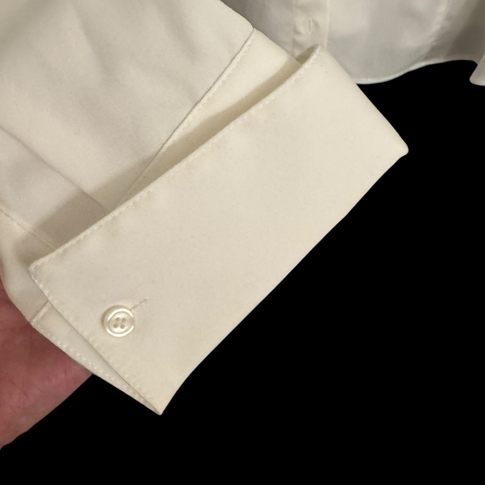 Style & Co Tuxedo Style White Ruffled Blouse - Picture 4 of 5